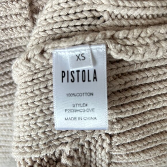 Pistola Beige Cable Knit Cotton Cardigan Neutral Chunky Button Sweater Size XS - Picture 7 of 9